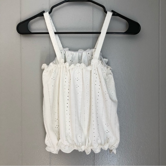 Livi Boho Knit Eyelet Ruffle Blouse Top XS Women’s White Sleeveless Casual - Picture 5 of 5